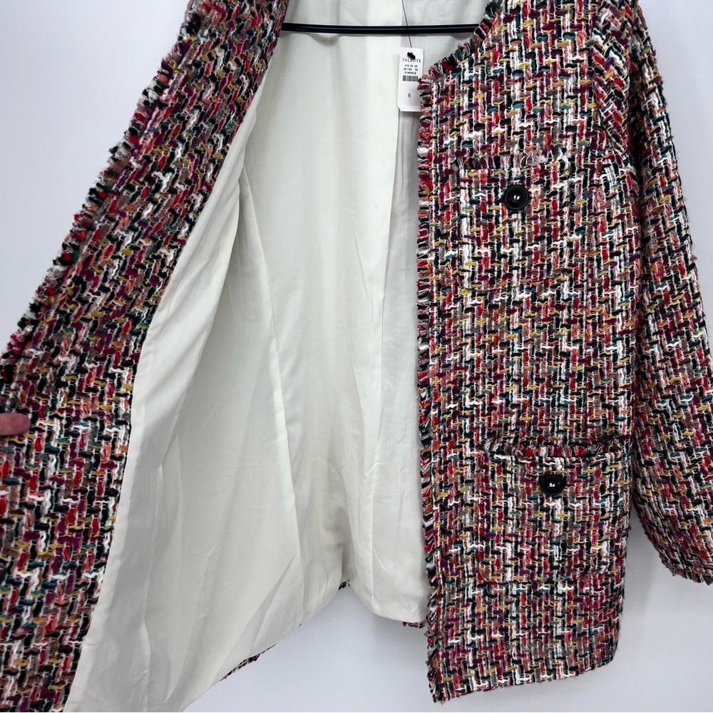 Talbots NWT Candy Tweed Fringe Topper Blazer Size 6‎ - Picture 6 of 14